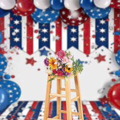 Lofaris Fresh Color USA Flag Birthday Cake Smash Backdrop