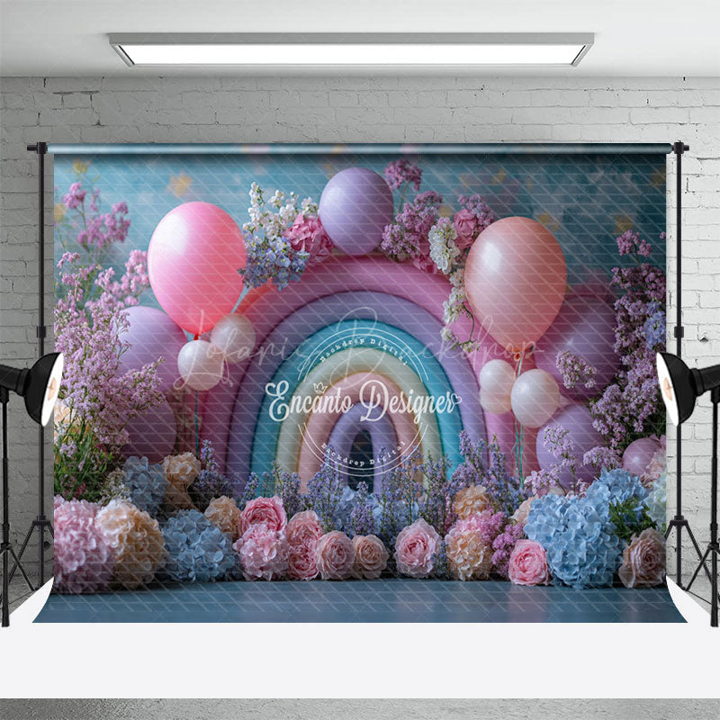 Lofaris Fresh Fancy Flowers Balloon Rainbow Wedding Backdrop