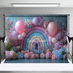 Lofaris Fresh Fancy Flowers Balloon Rainbow Wedding Backdrop