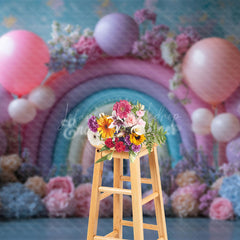 Lofaris Fresh Fancy Flowers Balloon Rainbow Wedding Backdrop