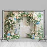 Lofaris Fresh Floral Plant White Wall Sweet Wedding Backdrop