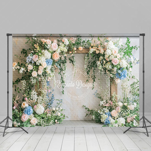Lofaris Fresh Floral Plant White Wall Sweet Wedding Backdrop