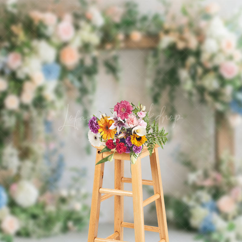 Lofaris Fresh Floral Plant White Wall Sweet Wedding Backdrop