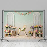 Lofaris Fresh Floral Trojan Windows Cake Smash Backdrop