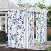 Lofaris Fresh Flower Blue Waterproof Printed Outdoor Curtains