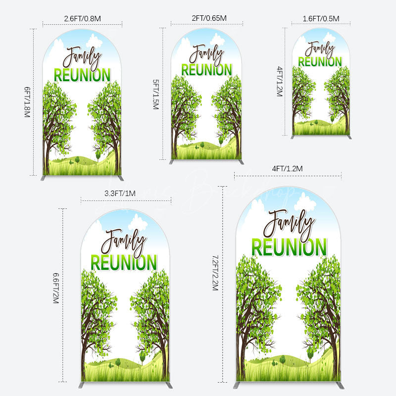Lofaris Fresh Green Trees Scene Family Reunion Arch Backdrop