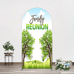 Lofaris Fresh Green Trees Scene Family Reunion Arch Backdrop