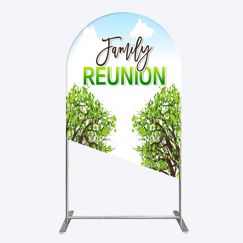 Lofaris Fresh Green Trees Scene Family Reunion Arch Backdrop