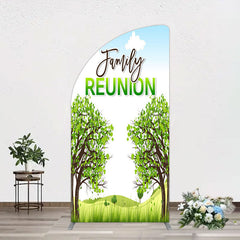 Lofaris Fresh Green Trees Scene Family Reunion Half Moon Arch Backdrop