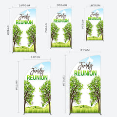 Lofaris Fresh Green Trees Scene Family Reunion Half Moon Arch Backdrop
