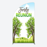 Lofaris Fresh Green Trees Scene Family Reunion Half Moon Arch Backdrop
