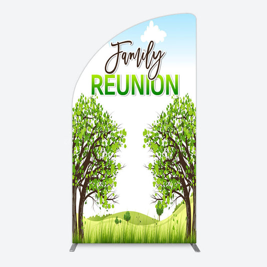 Lofaris Fresh Green Trees Scene Family Reunion Half Moon Arch Backdrop
