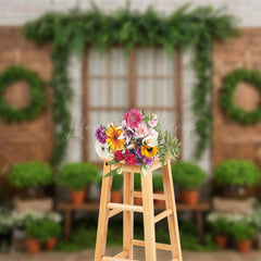 Lofaris Fresh Green Wreath Floral Sweet Wedding Backdrop