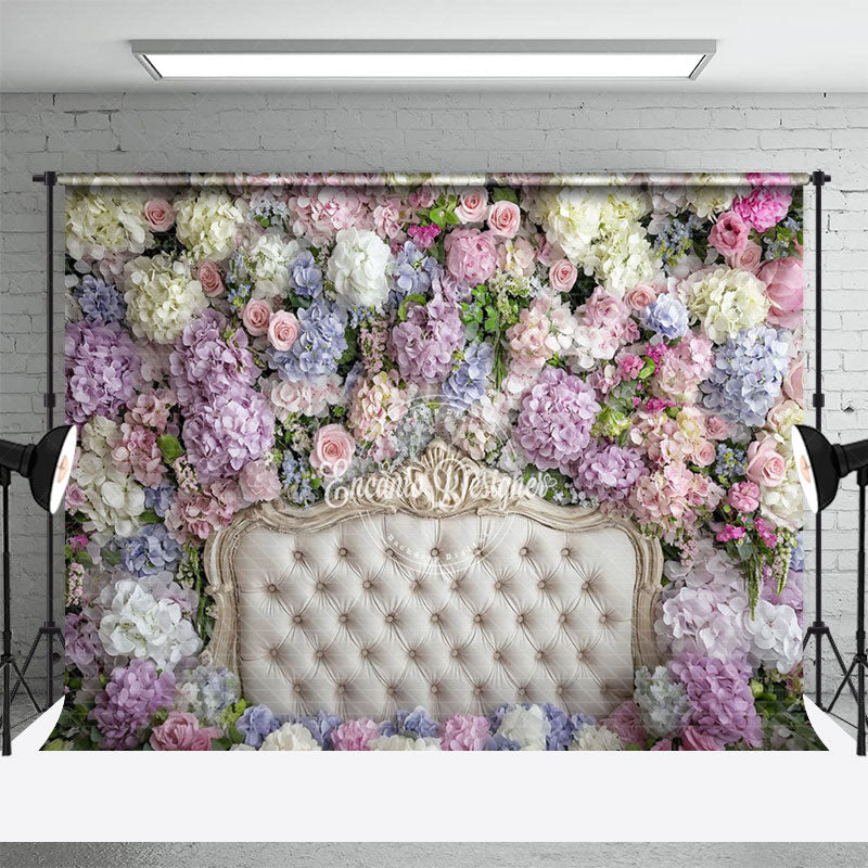 Lofaris Fresh Hydrangea Sweet Photography Headboard Backdrop