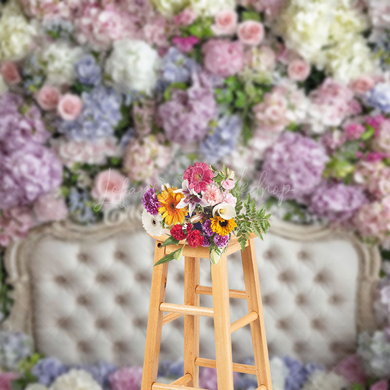 Lofaris Fresh Hydrangea Sweet Photography Headboard Backdrop