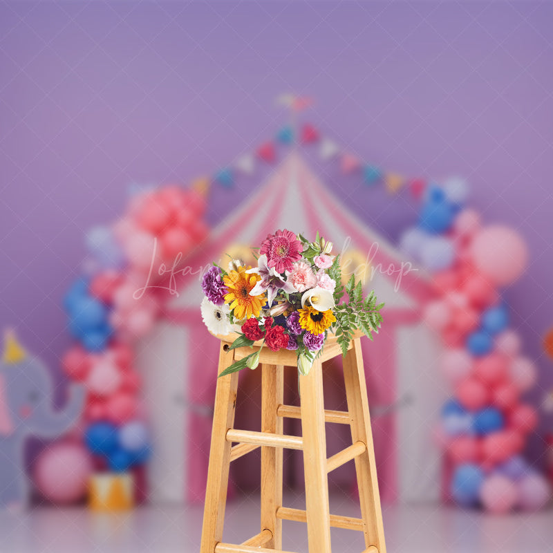 Lofaris Fresh Macaron Colored Circus Cake Smash Backdrop