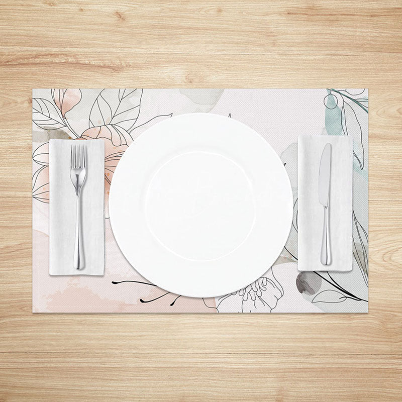 Lofaris Fresh Painted Floral Placemats Set of 4 Sweet and Colorful Design for Spring Garden Party Table Setting