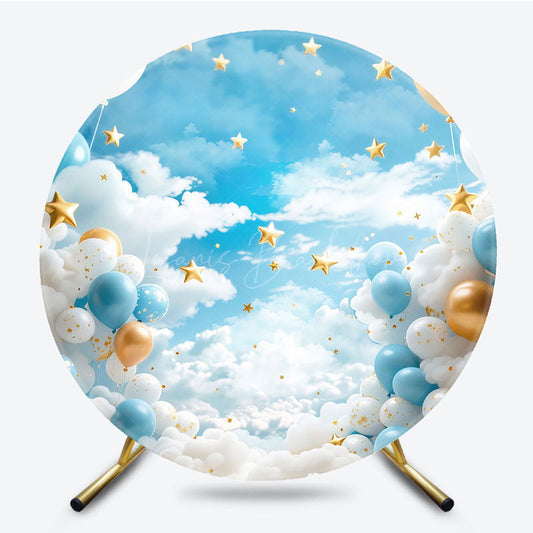 Lofaris Fresh Paradise Cloud Balloon Round Birthday Backdrop
