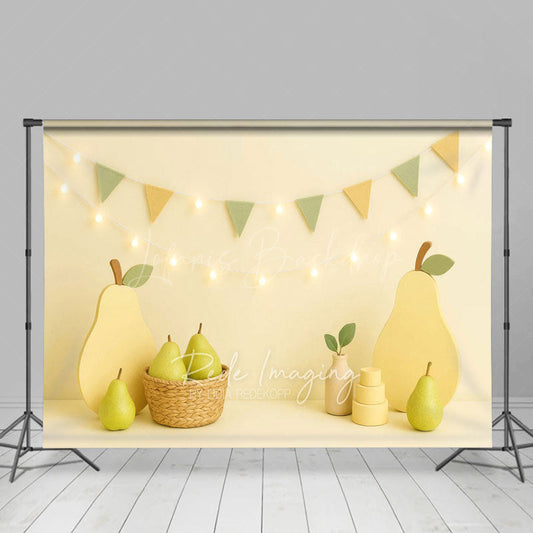 Lofaris Fresh Pear Flag Light Photography Cake Smash Backdrop