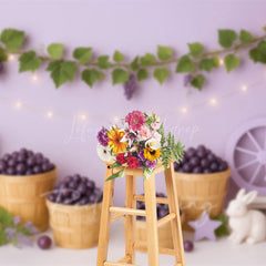 Lofaris Fresh Purple Grapes Bunny Wall Cake Smash Backdrop