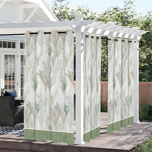 Lofaris Fresh Reed Spring Waterproof Printed Outdoor Curtains