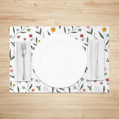 Lofaris Fresh Spring Floral Placemats Set of 4 Botanical Flower and Leaves Print for Kitchen Dining Table