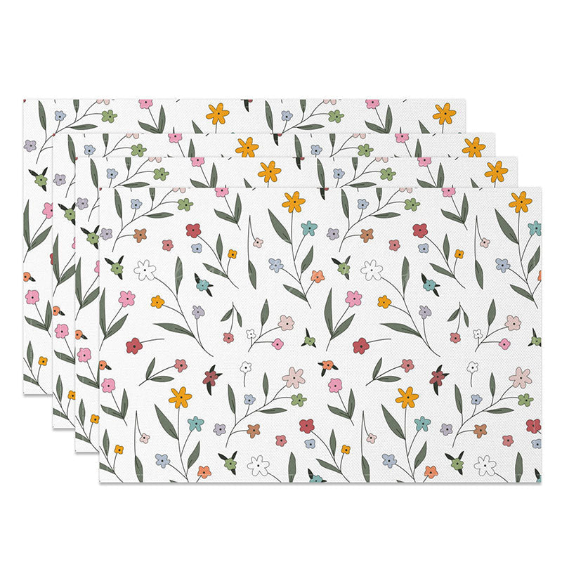 Lofaris Fresh Spring Floral Placemats Set of 4 Botanical Flower and Leaves Print for Kitchen Dining Table