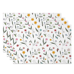 Lofaris Fresh Spring Floral Placemats Set of 4 Botanical Flower and Leaves Print for Kitchen Dining Table