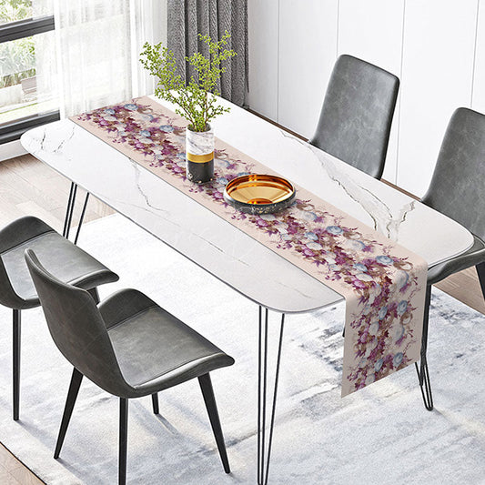 Lofaris Fresh Spring Floral Table Runner with Purple Blue and White Flowers Elegant Botanical Kitchen or Dining Decor