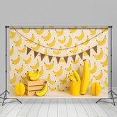 Lofaris Fresh Sweet Bananas Cartoon Cake Smash Backdrop