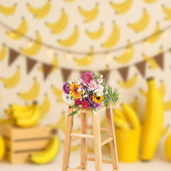 Lofaris Fresh Sweet Bananas Cartoon Cake Smash Backdrop