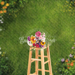 Lofaris Fresh Sweet Floral Green Grass Spring Photo Backdrop