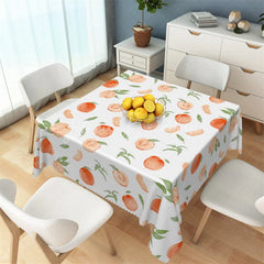 Lofaris Fresh Watercolor Peach and Leaf Rectangle Tablecloth Summer Fruit Pattern Table Cover for Kitchen Dining