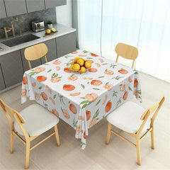 Lofaris Fresh Watercolor Peach and Leaf Rectangle Tablecloth Summer Fruit Pattern Table Cover for Kitchen Dining