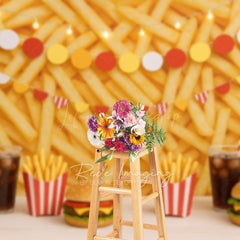 Lofaris Fries Wall Burger Shop Birthday Cake Smash Backdrop