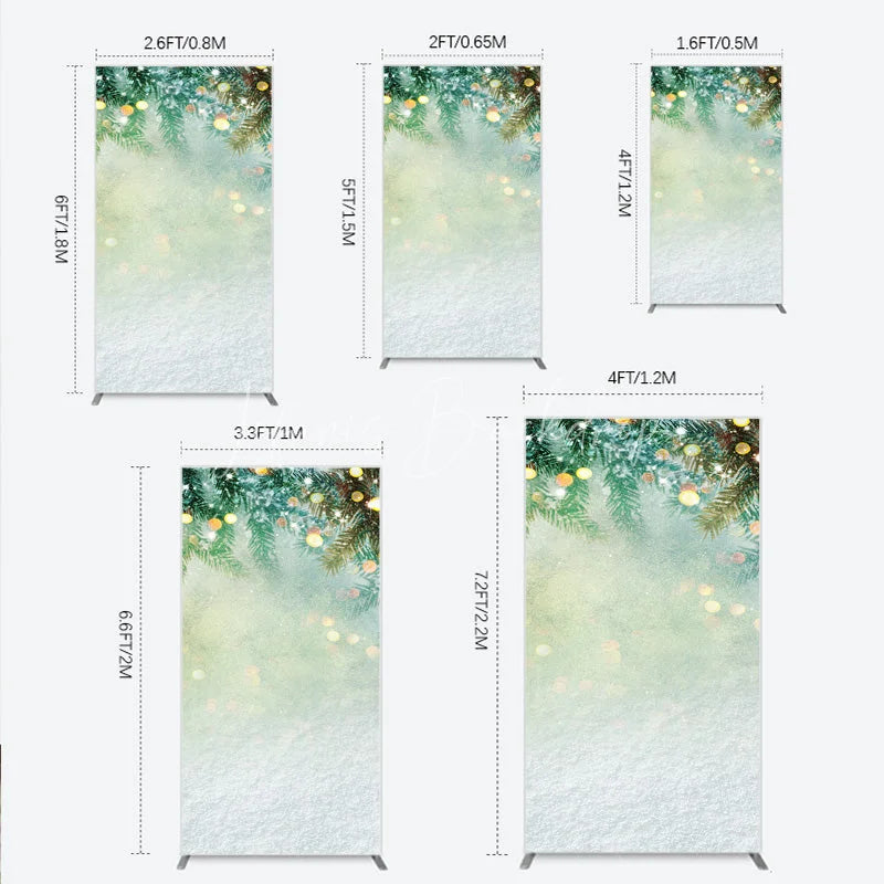 Lofaris Frosted Pine Branches and Sparkling Lights Winter Holiday Rectangle Arch Backdrop Christmas Snow Scene Decor