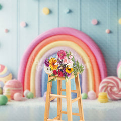 Lofaris Frosting Colorful Candy Rainbow Cake Smash Backdrop