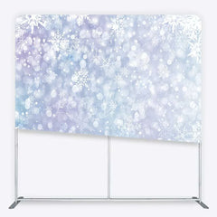Lofaris Frozen Snowflake Tension Fabric Backdrop Light Blue and Purple Winter Photography Background