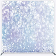 Lofaris Frozen Snowflake Tension Fabric Backdrop Light Blue and Purple Winter Photography Background
