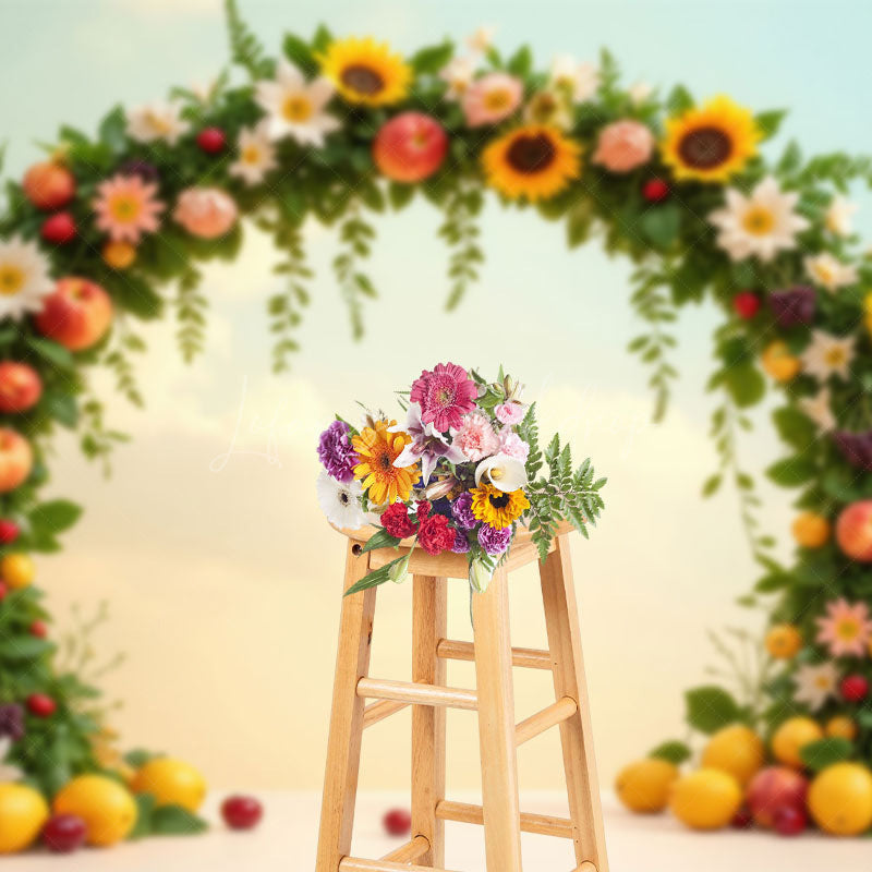 Lofaris Fruit Sunflower Garland Summer Photography Backdrop
