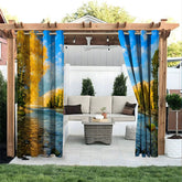 Lofaris Full Lake Scene Waterproof Printed Outdoor Curtains