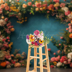 Lofaris Full Of Flowers Navy Blue Wall Photography Backdrop
