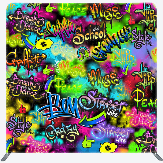 Lofaris Full Of Graffiti Wall Dance Square Tension Backdrop