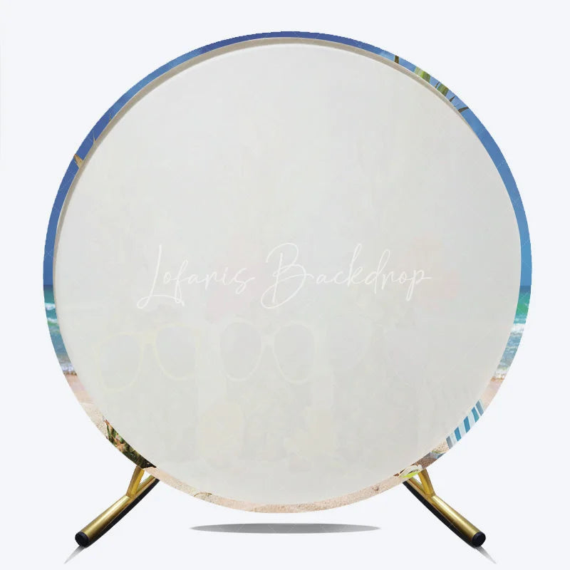 Lofaris Fun Tropical Pineapples with Sunglasses and Flowers Round Backdrop Sunny Beach Summer Vacation Party Decor