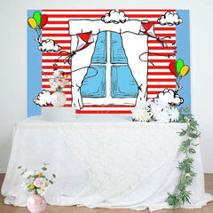 Lofaris Funny Blue Red Stripe Window Kite Birthday Backdrop