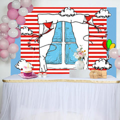 Lofaris Funny Blue Red Stripe Window Kite Birthday Backdrop