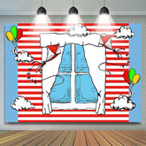 Lofaris Funny Blue Red Stripe Window Kite Birthday Backdrop