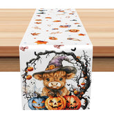 Lofaris Funny Halloween Table Runner with Holy Cow and Boo Pumpkin for Farmhouse Spooky Party Decor