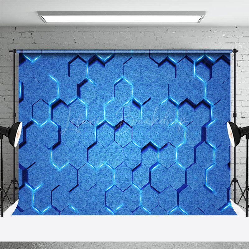 Lofaris Futuristic Blue Hexagonal Wall Science Fiction Backdrop
