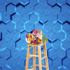 Lofaris Futuristic Blue Hexagonal Wall Science Fiction Backdrop